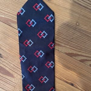 Brooks Brothers Silk TIE - Dark Blue with Red and Gray Patterns